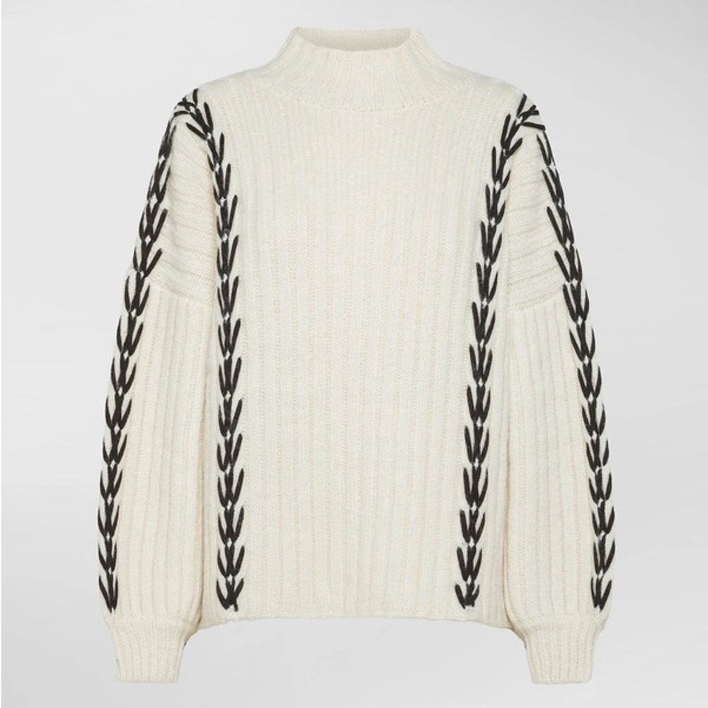 Zaful Cream Sweater with Green Accents
